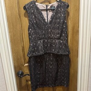 Adrianna Papell Black Lace Peplum Dress